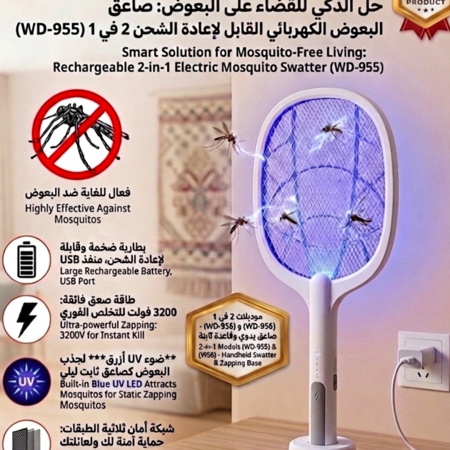 Raquette électrique anti-moustiques
